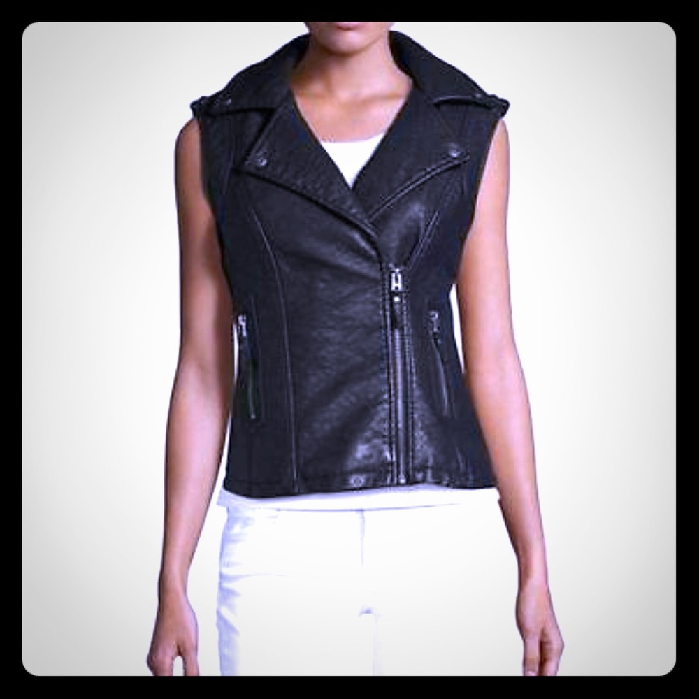 Max Studio Faux Leather Biker/Moto Vest